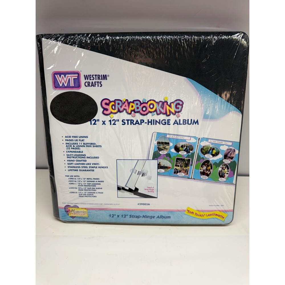 Westrim Crafts 12x12 Strap-Hinge Scrapbook Album Smoke Leatherette 29003A NEW
